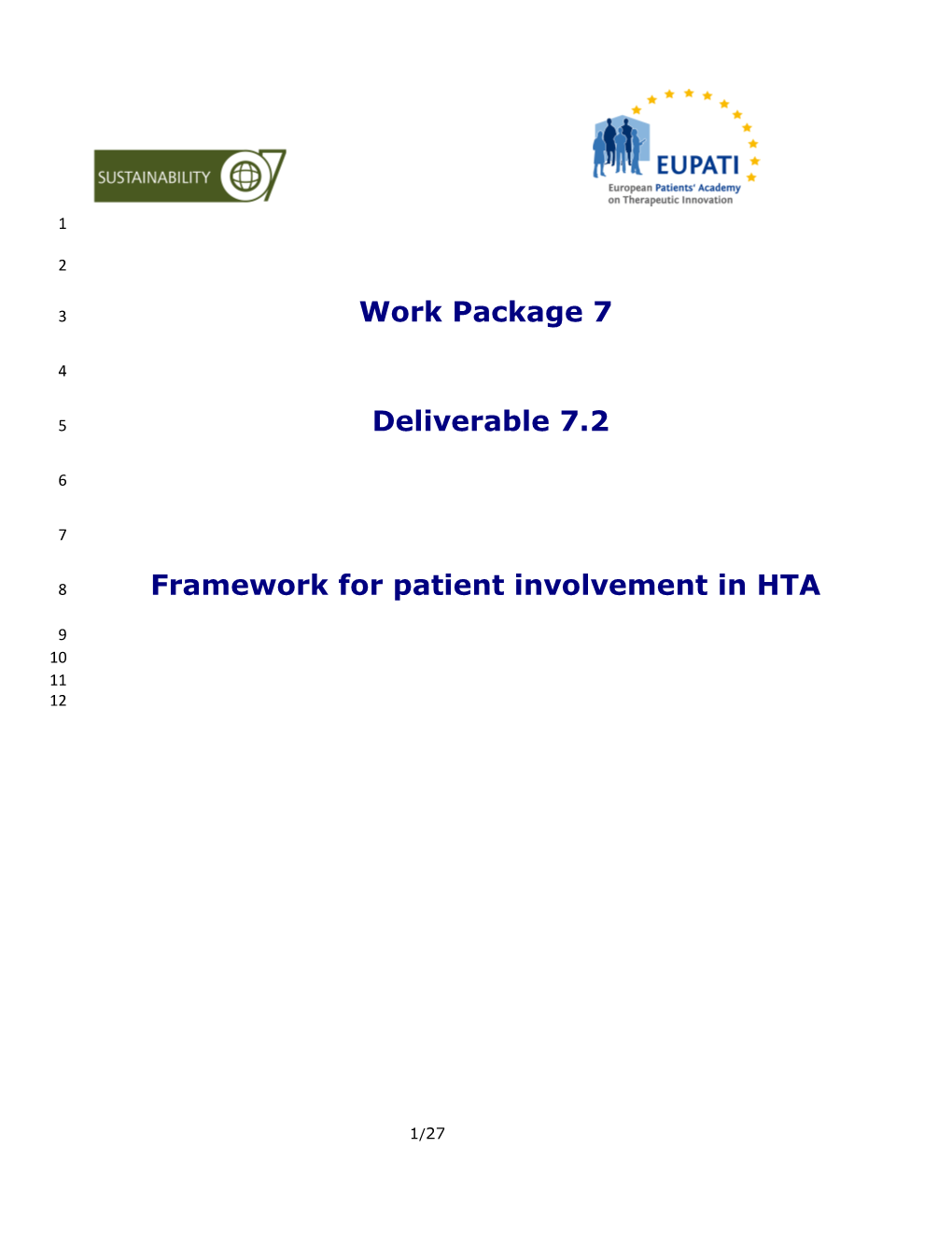 Framework for Patient Involvement in HTA