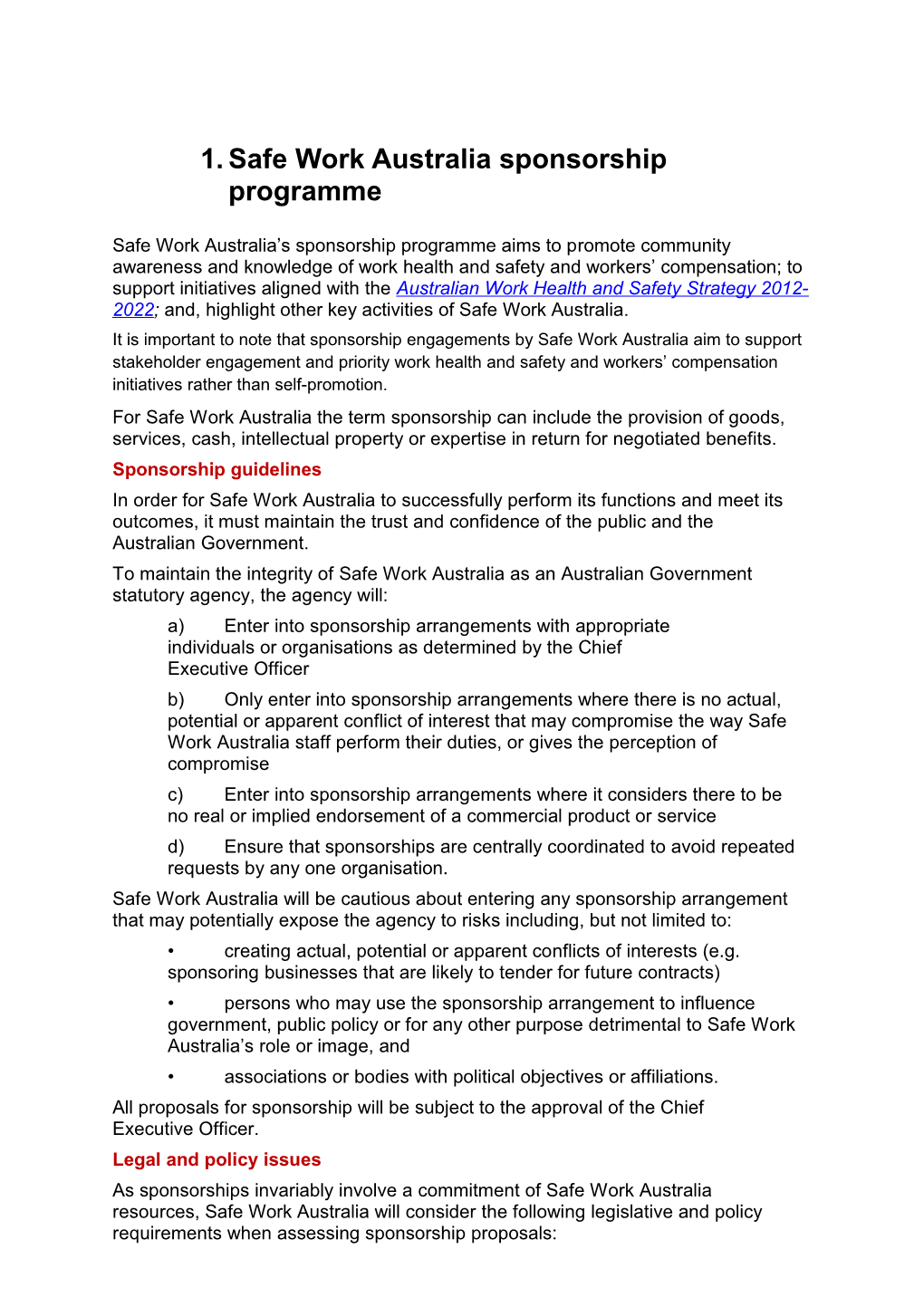 SWA Sponsorship Programme Guidelines