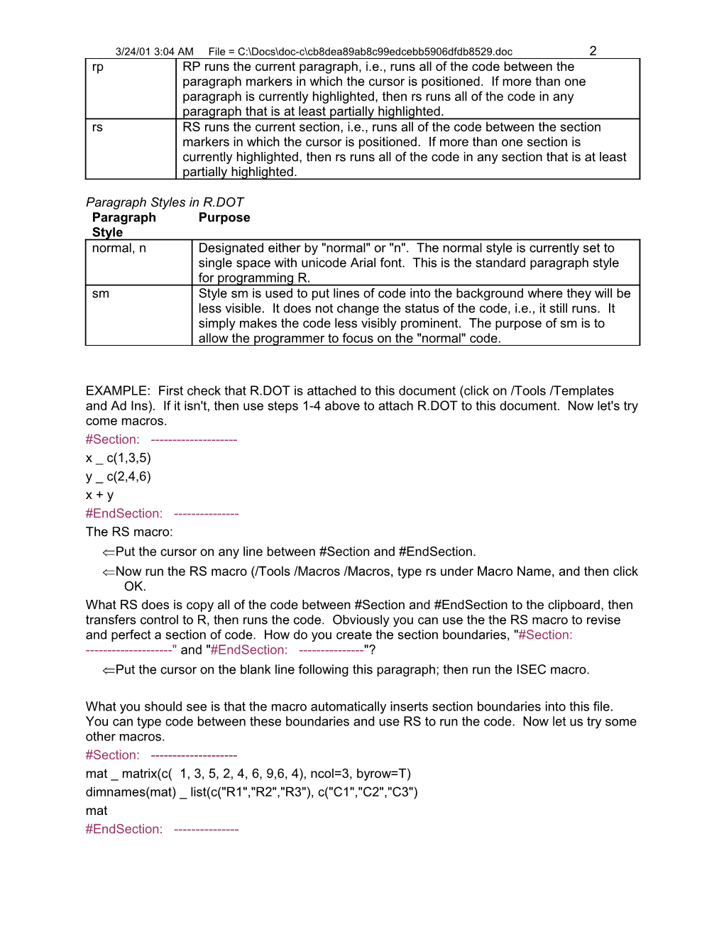 Instructions for Using the R.DOT Template with Microsoft Word