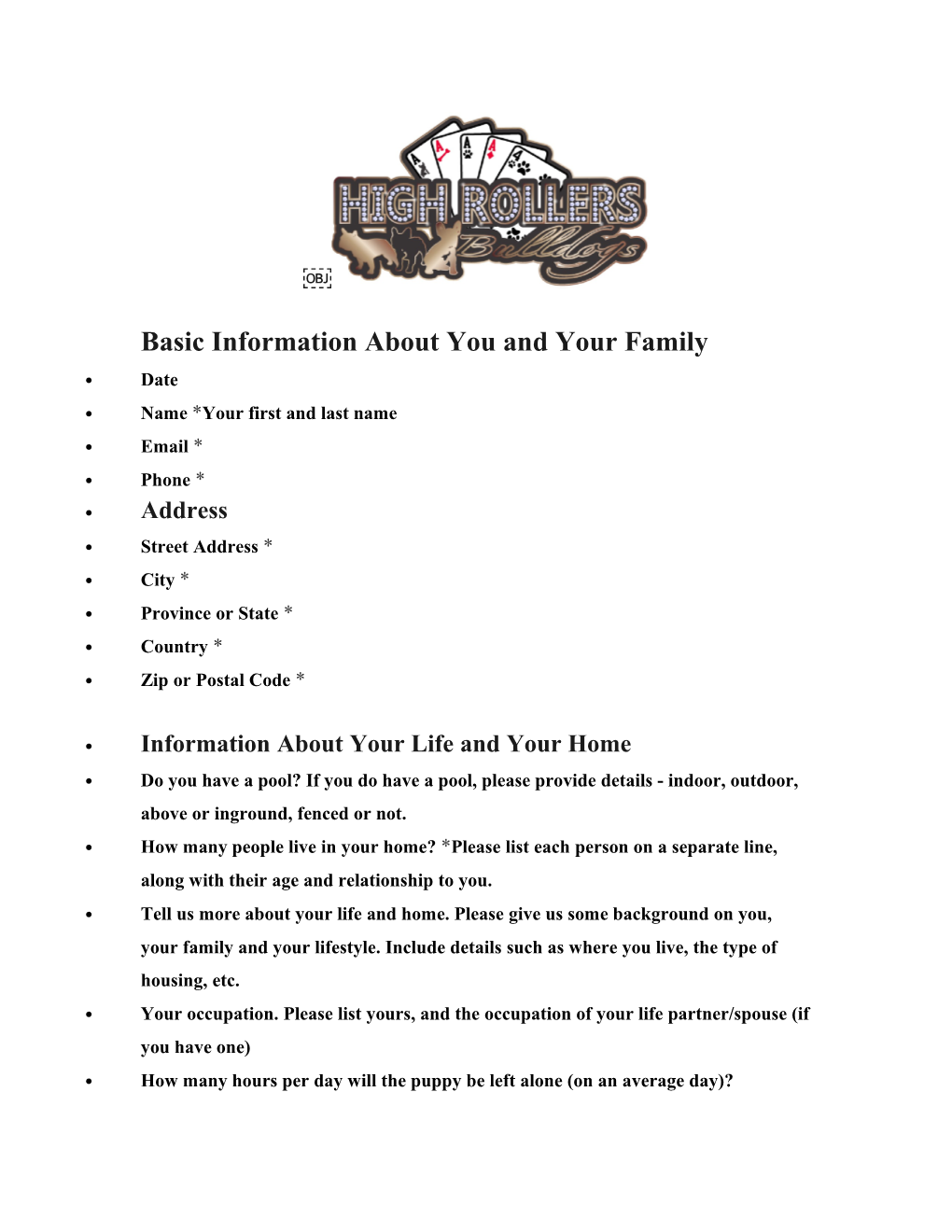 Basic Information About You and Your Family