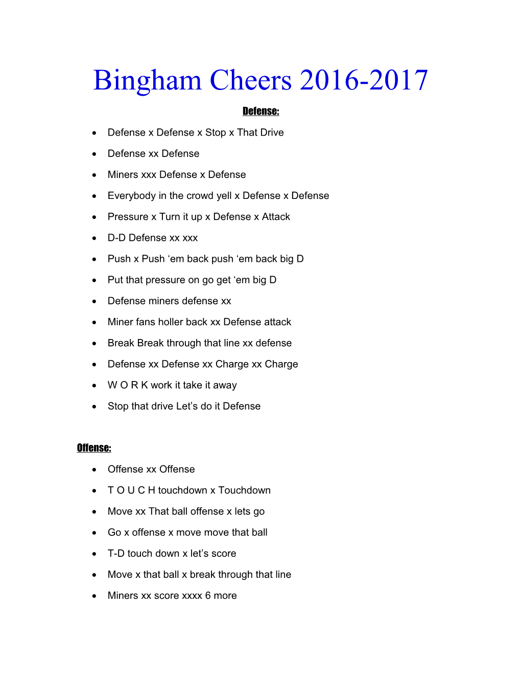 Bingham Cheers 2016-2017