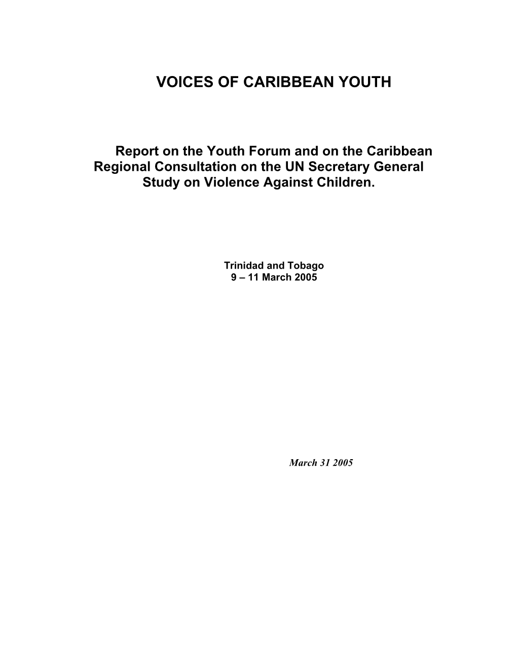 Report on the Caribbean Regional Consultation