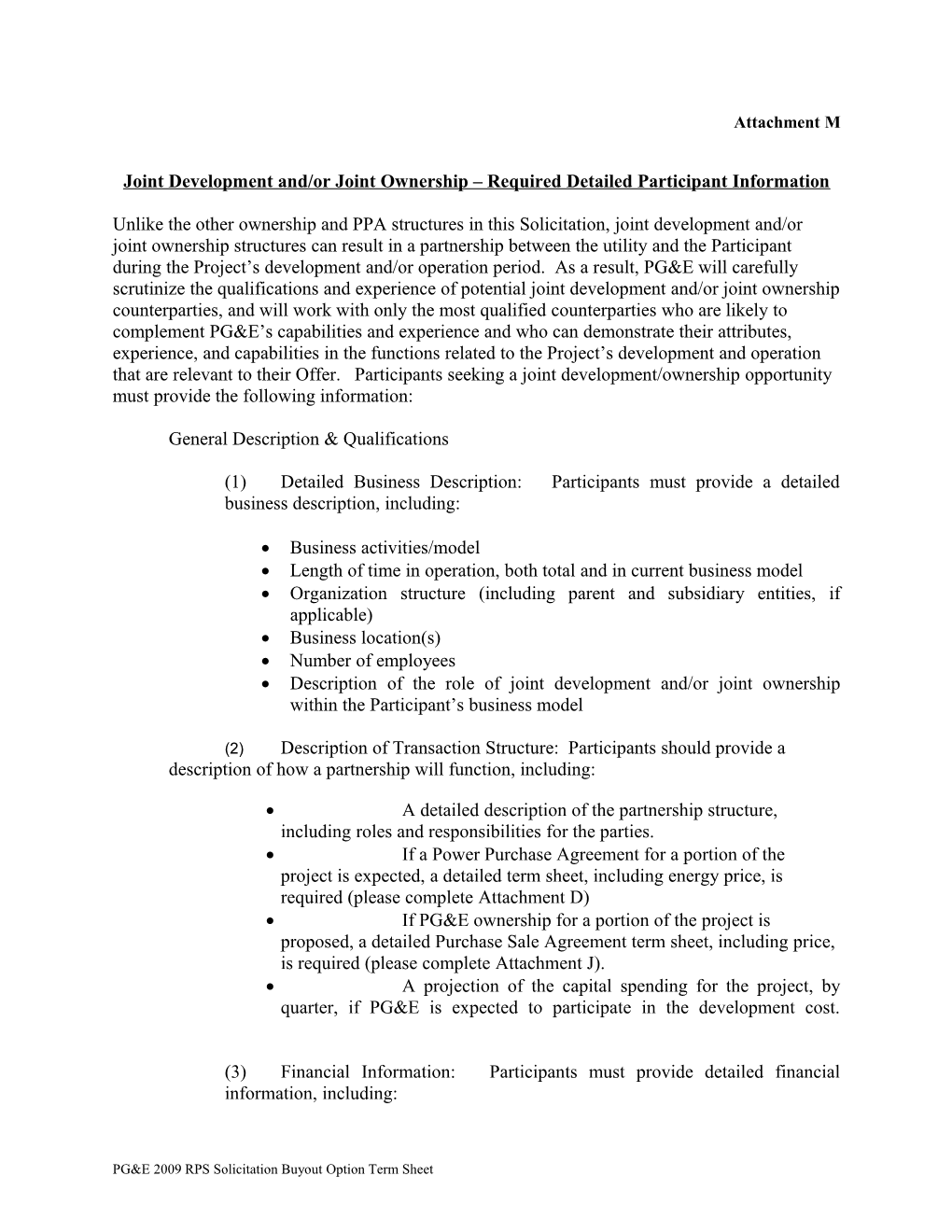 2009 RPS RFO Key Commercial Terms Attachment I