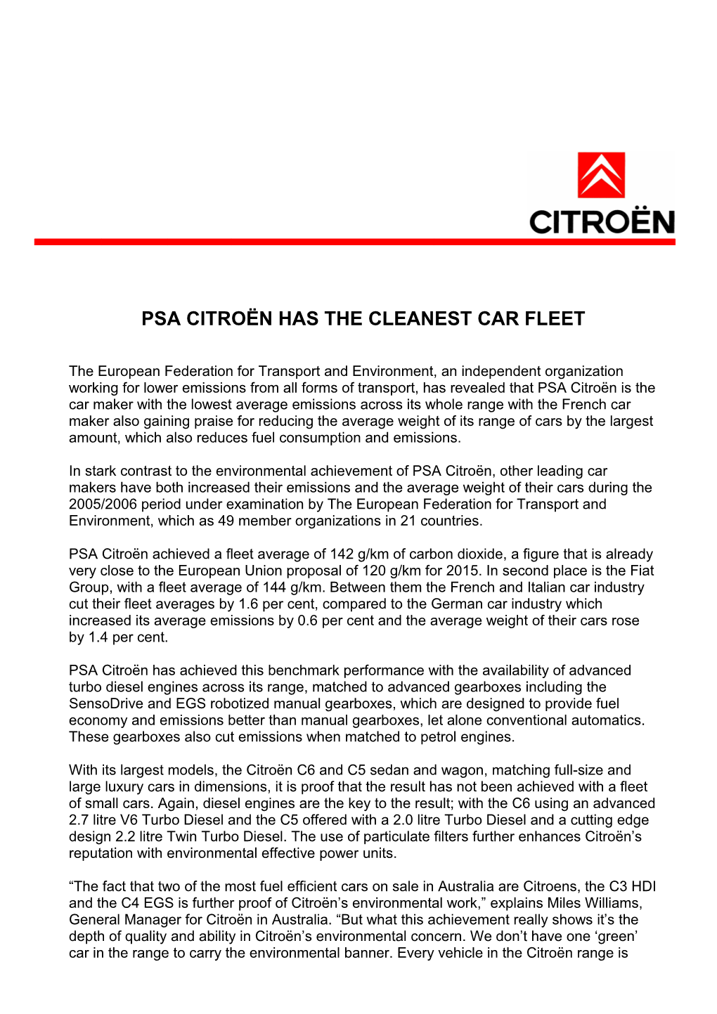 Psa Citroën Has the Cleanest Car Fleet