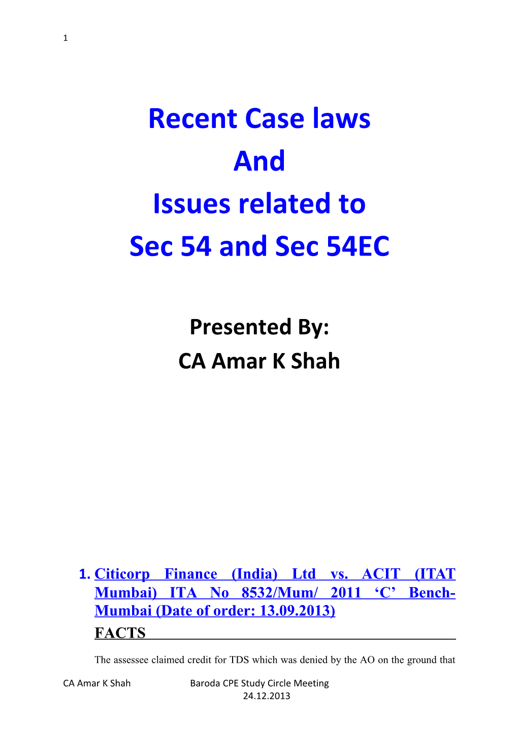 Recent Case Laws