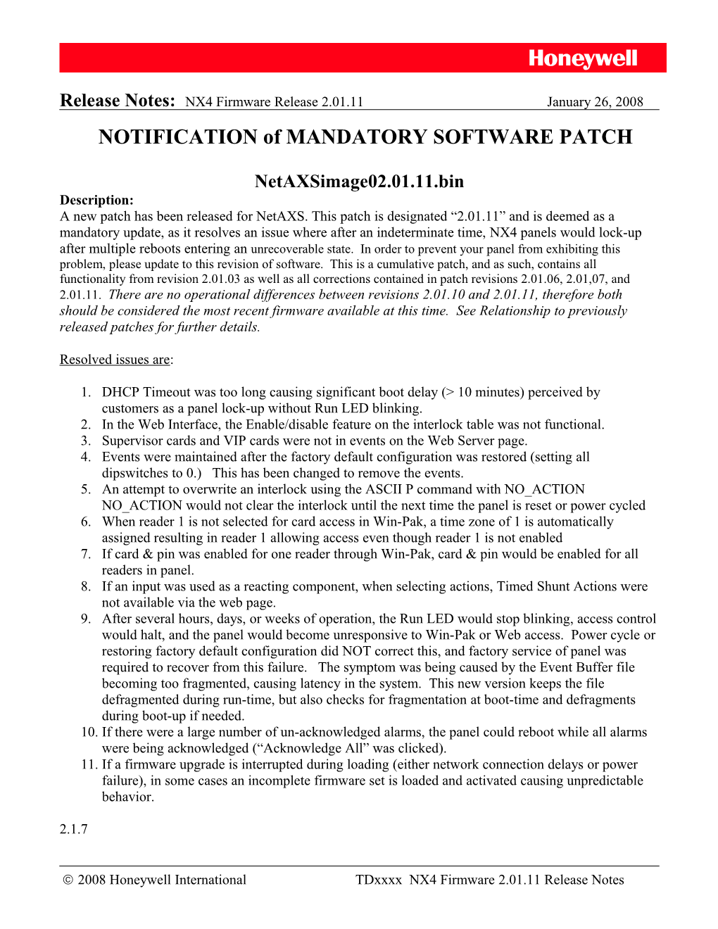 NS4 Firmware V2.01.10 Release Notes