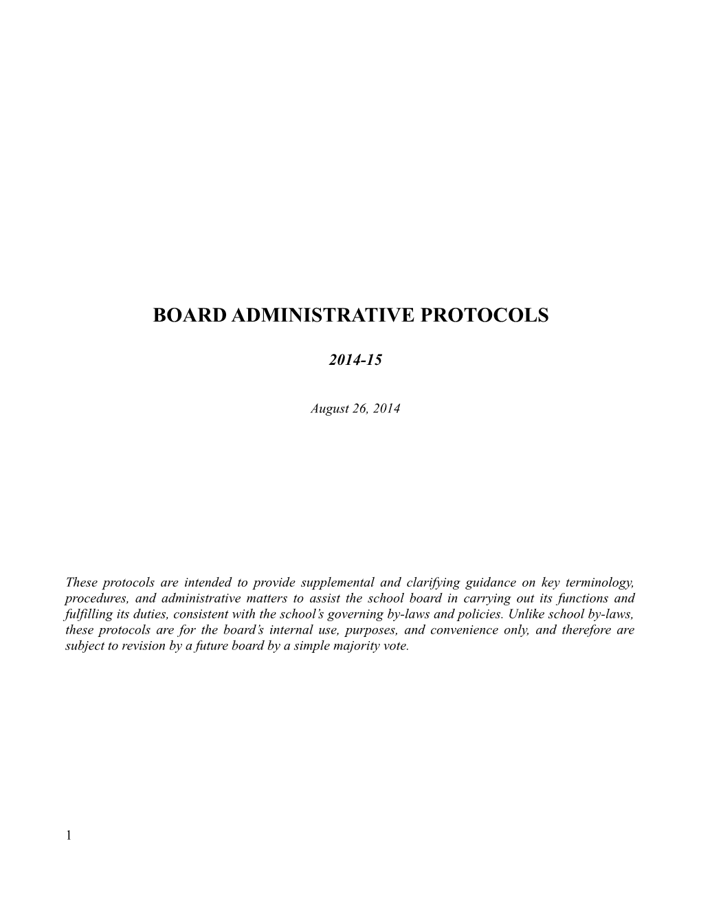 Board Administrative Protocols