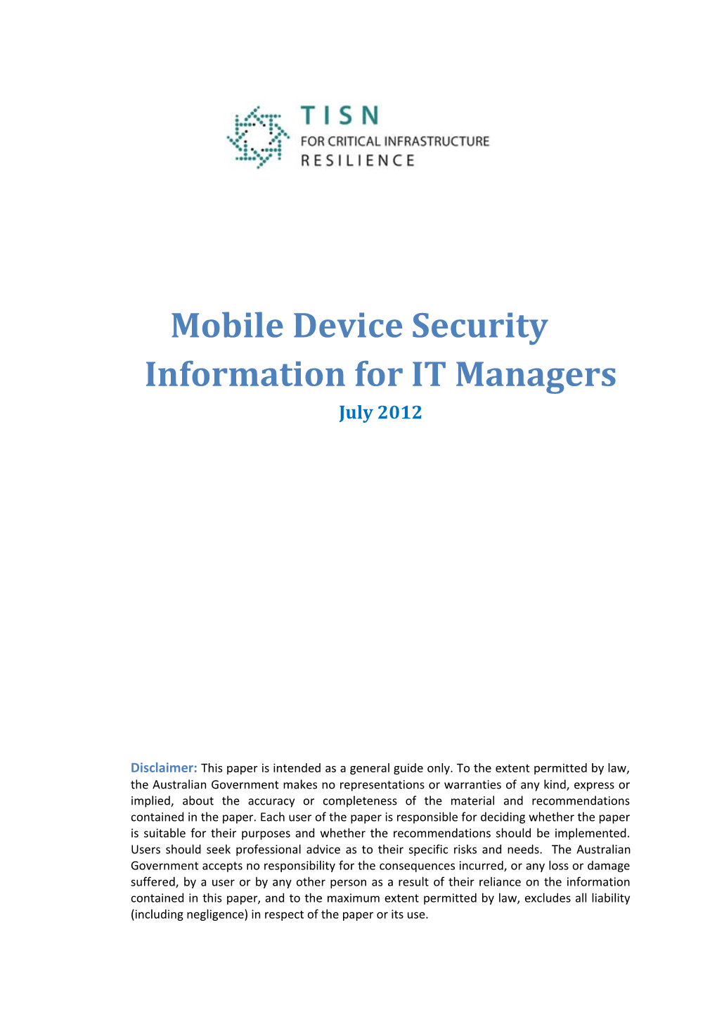 Mobile Device Security