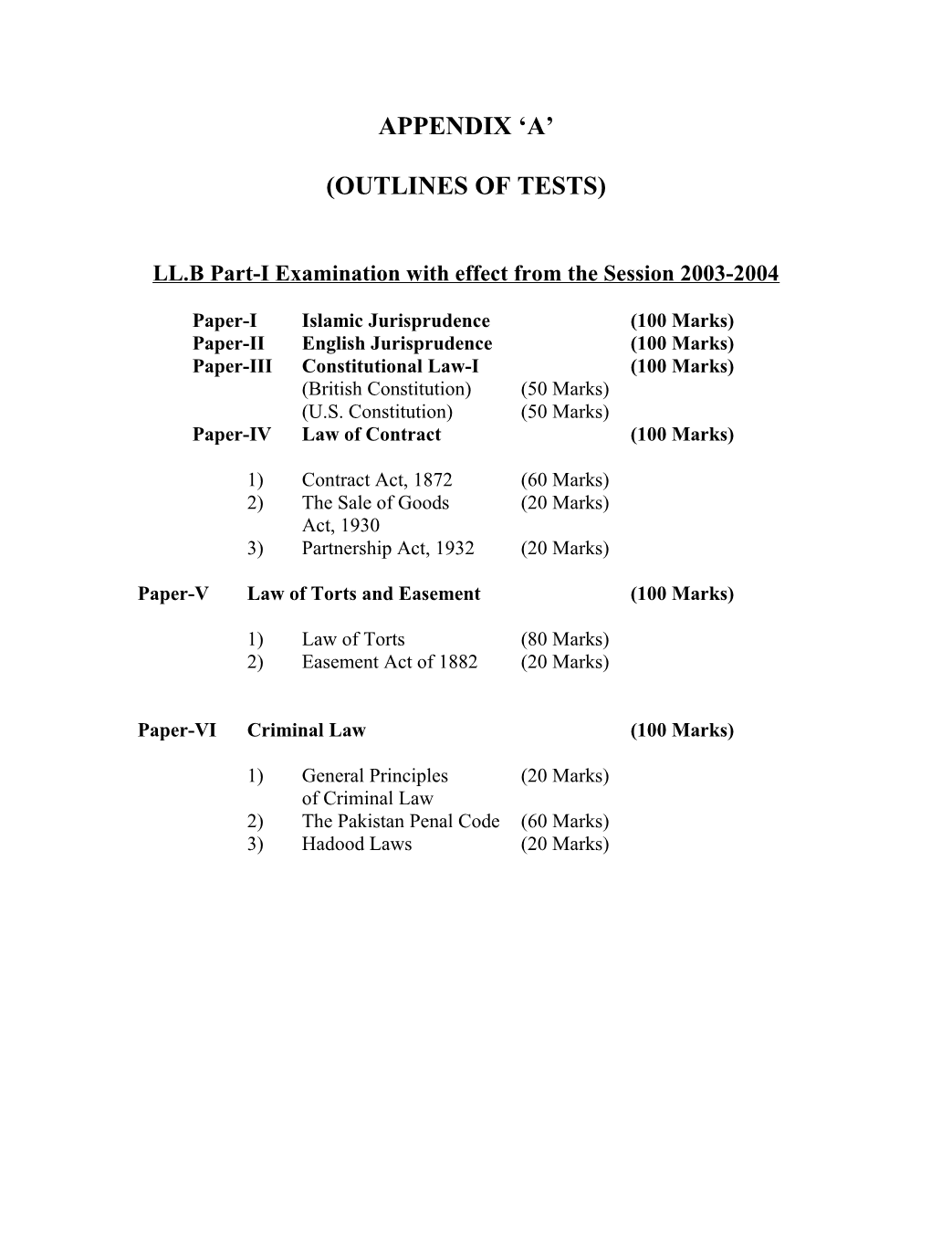 Revised Syllabus for LL
