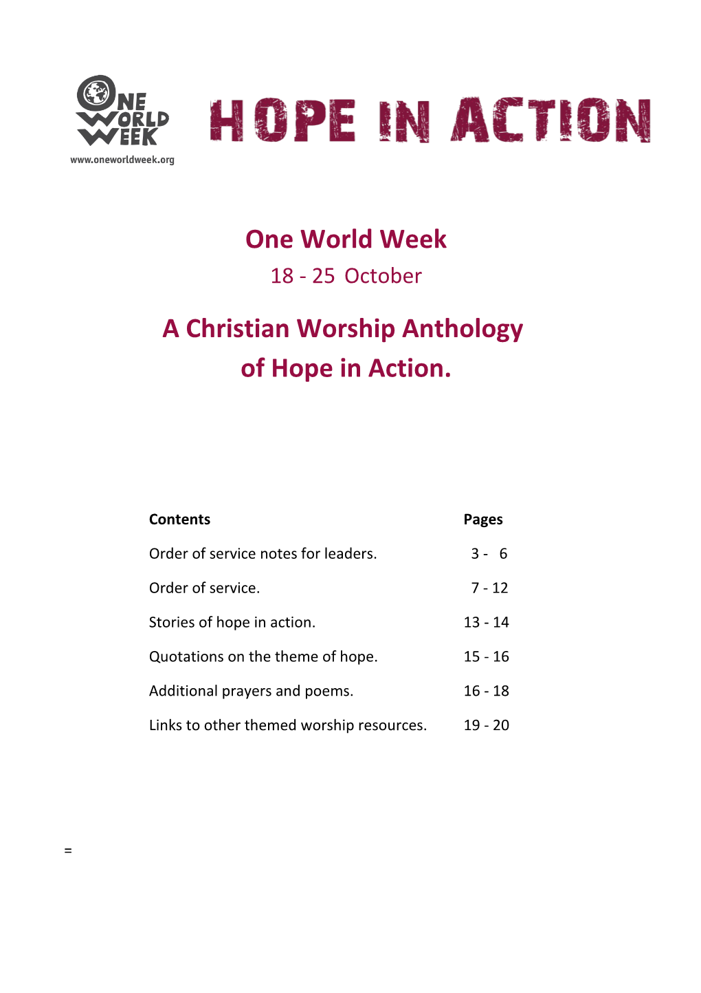 A Christian Worship Anthology