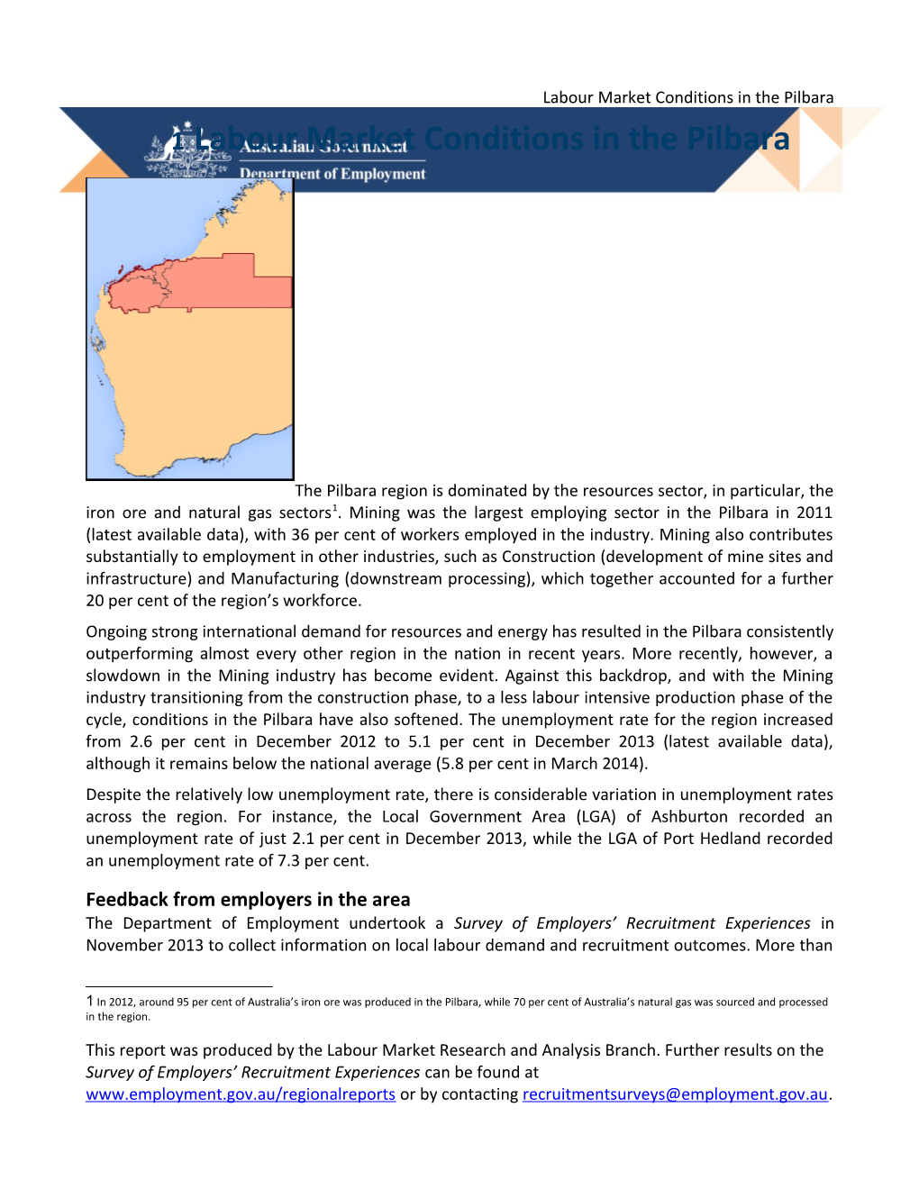 Labour Market Conditions in the Pilbara