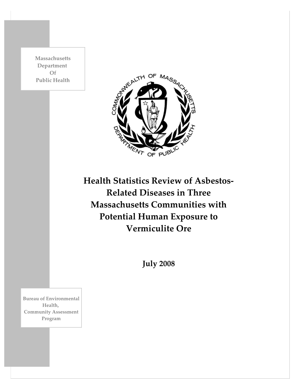 Health Statistics Review of Asbestos-Related Diseases in Three Massachusetts Communities