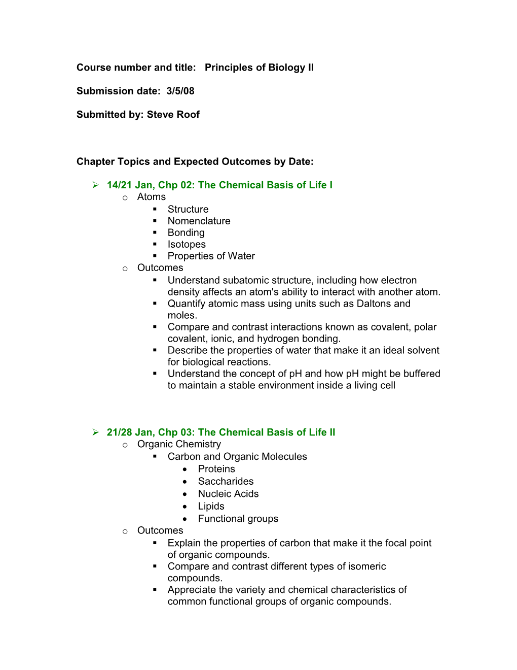 Biol 1106 Biological Principles II