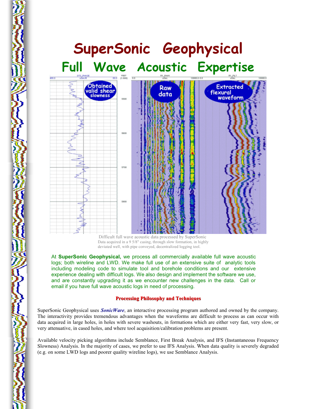 Difficult Full Wave Acoustic Data Processed by Supersonic