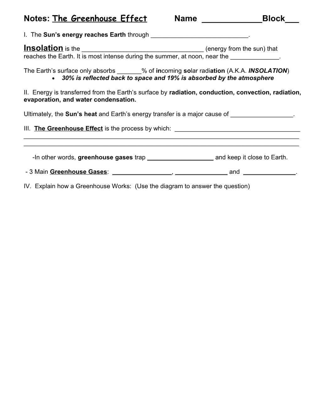 Notes: the Greenhouse Effect Powerpoint