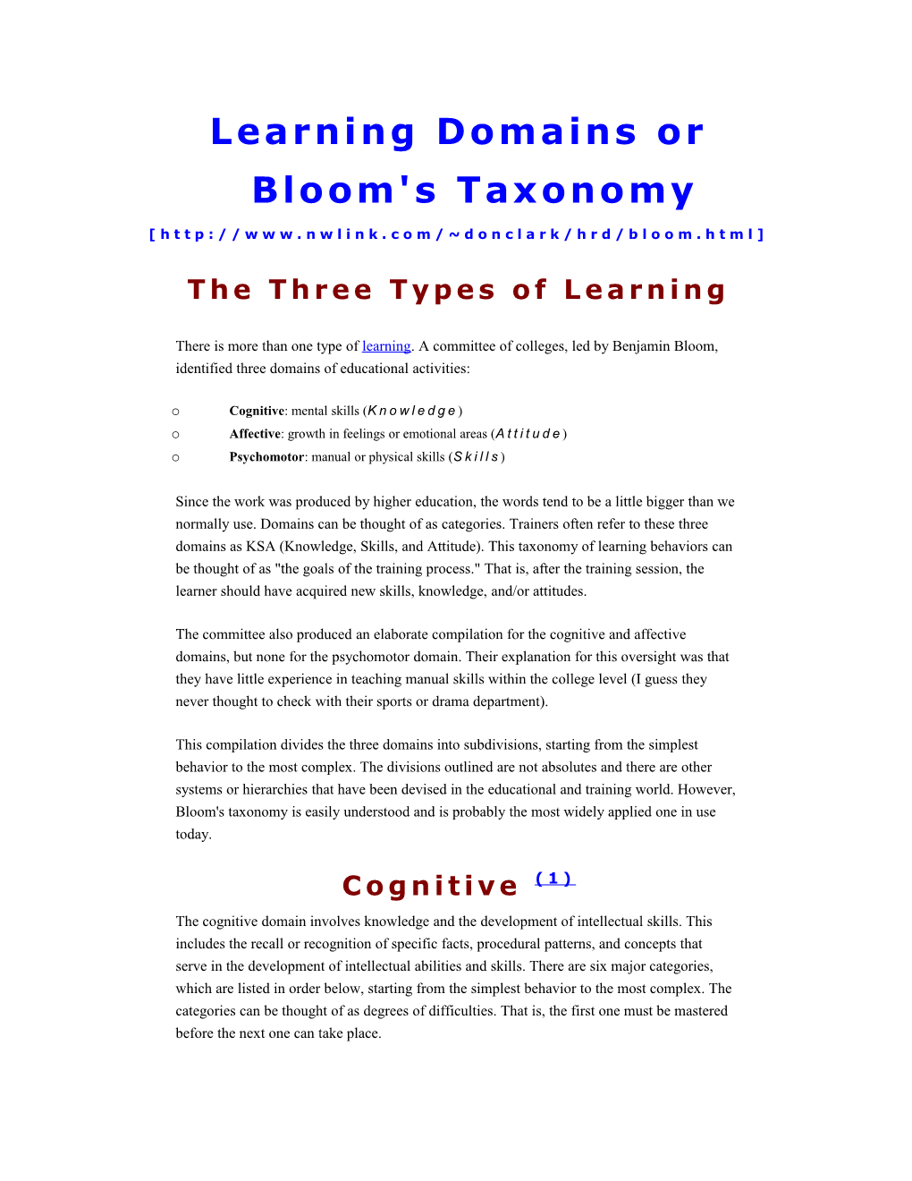 Learning Domains Or Bloom's Taxonomy