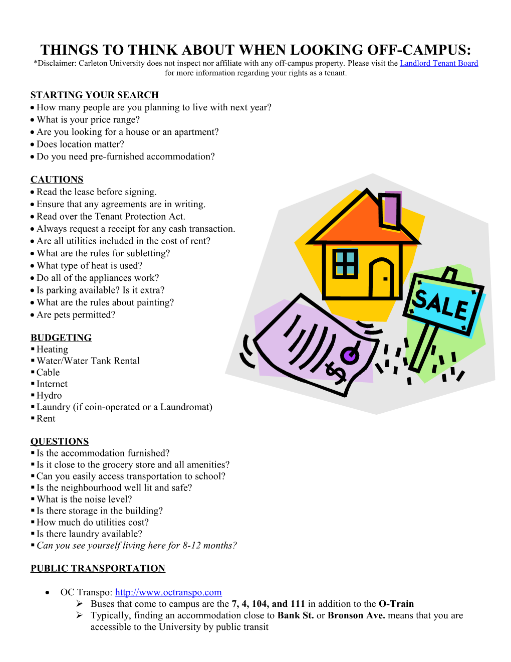 Off-Campus Housing Cheat Sheet