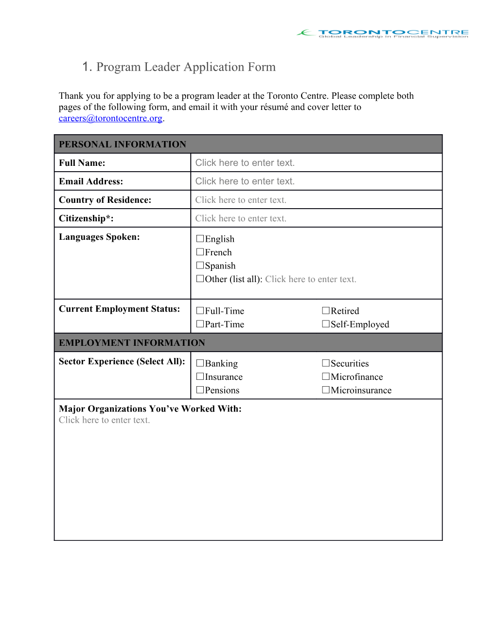 Program Leader Application Form