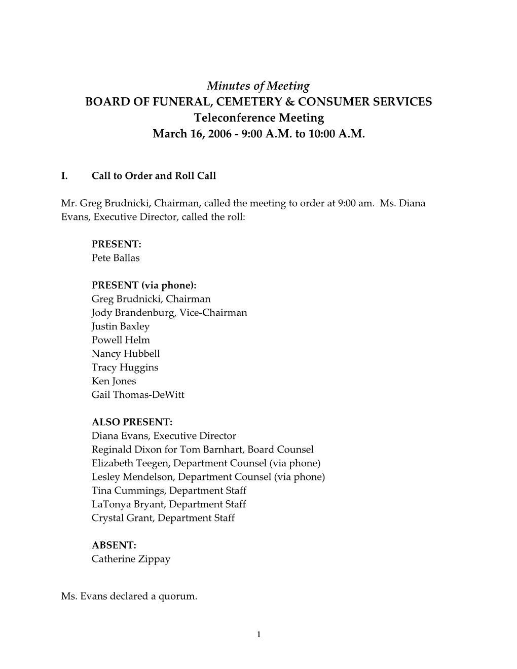 Board of Funeral, Cemetery & Consumer Services