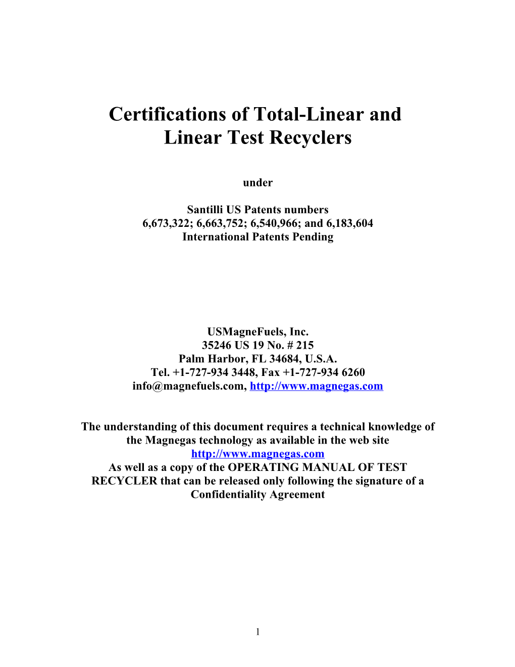 Certifications of Total-Linear And