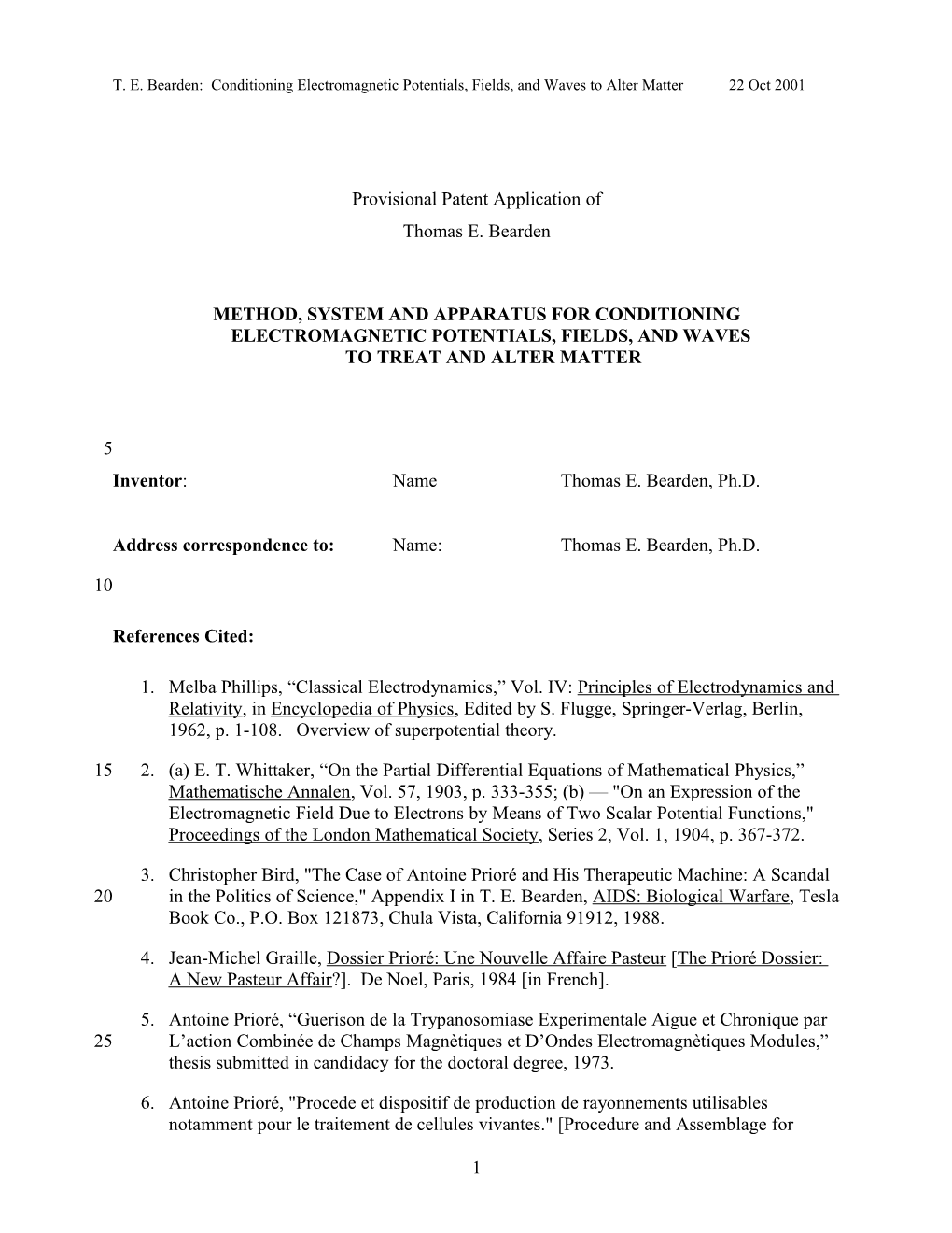 Outline for Provisional Patent Application