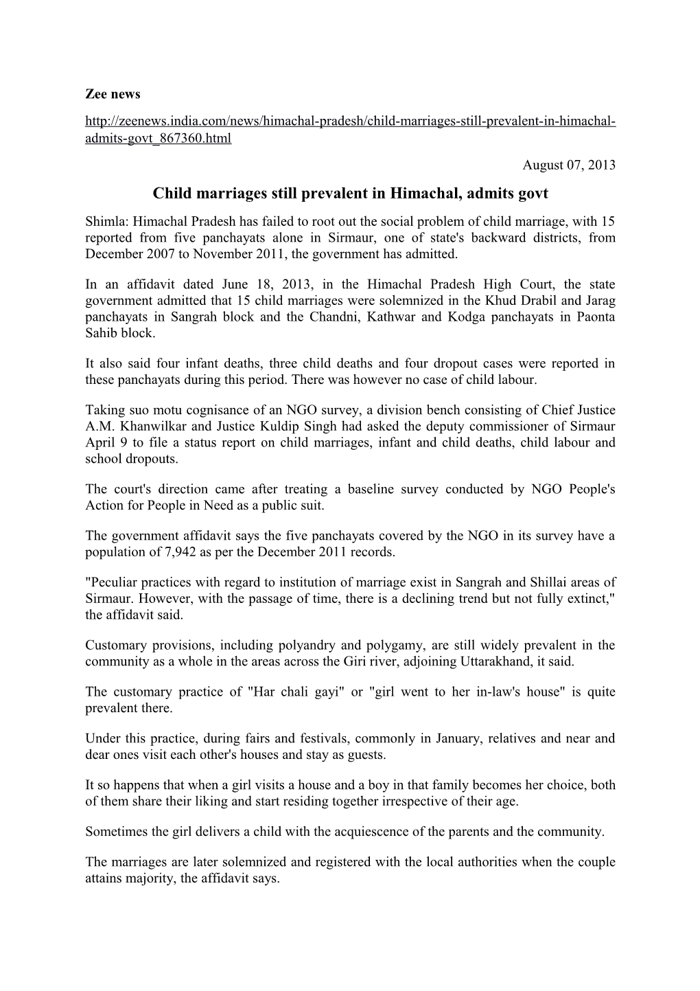 Child Marriages Still Prevalent in Himachal, Admits Govt