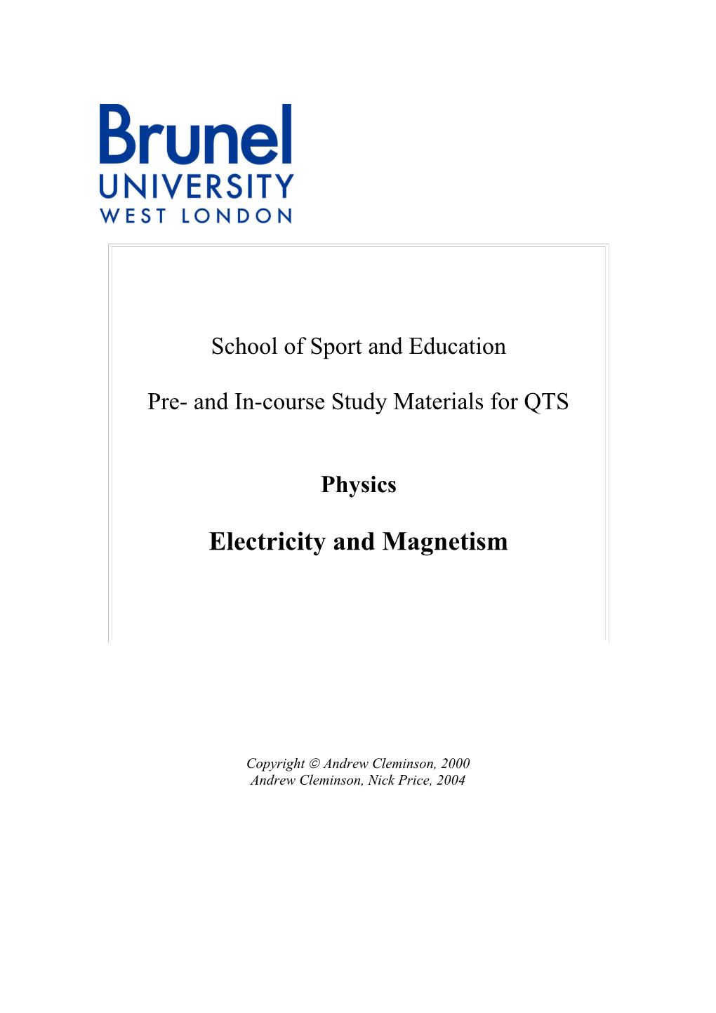 Pre- and In-Course Study Materials for QTS