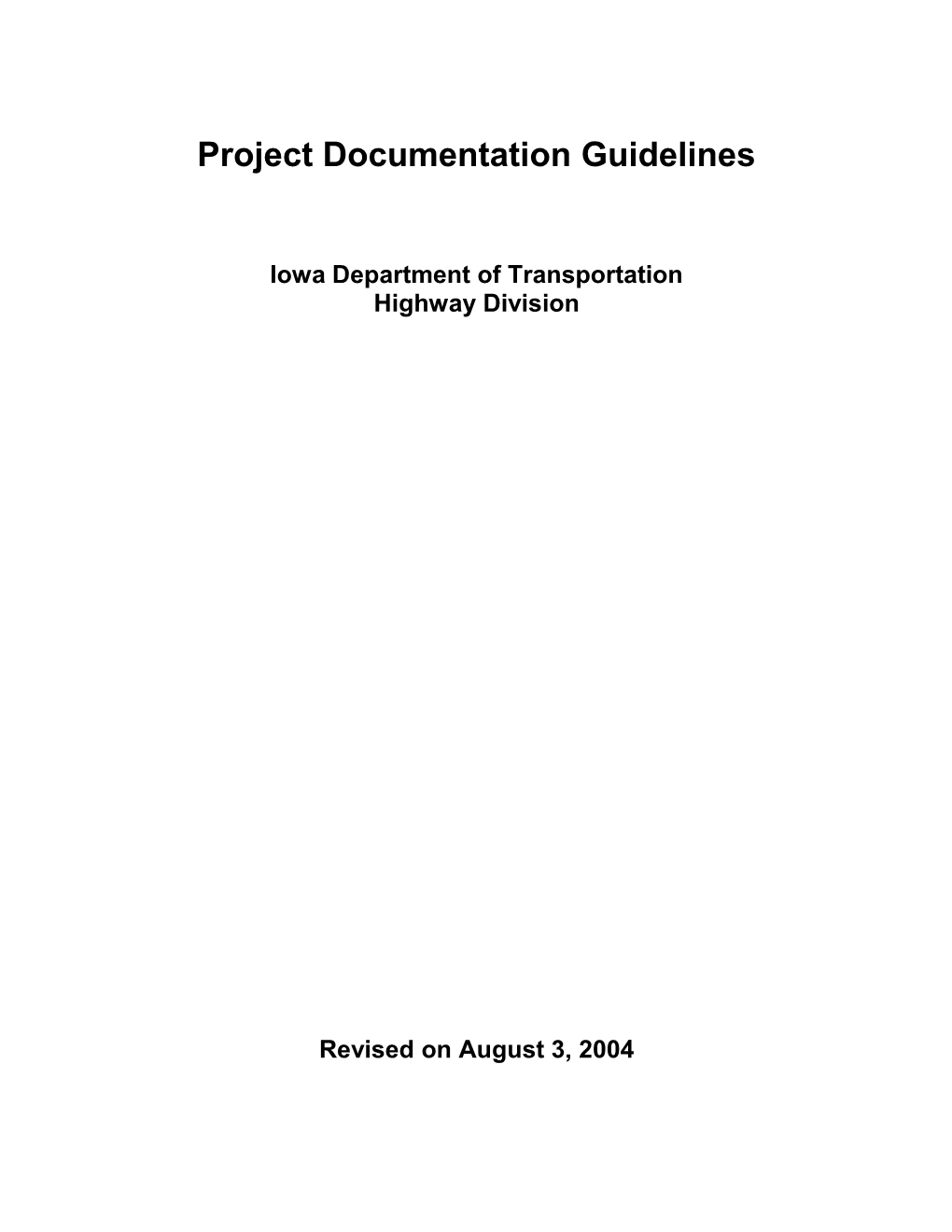 Project Documentation Guidelines