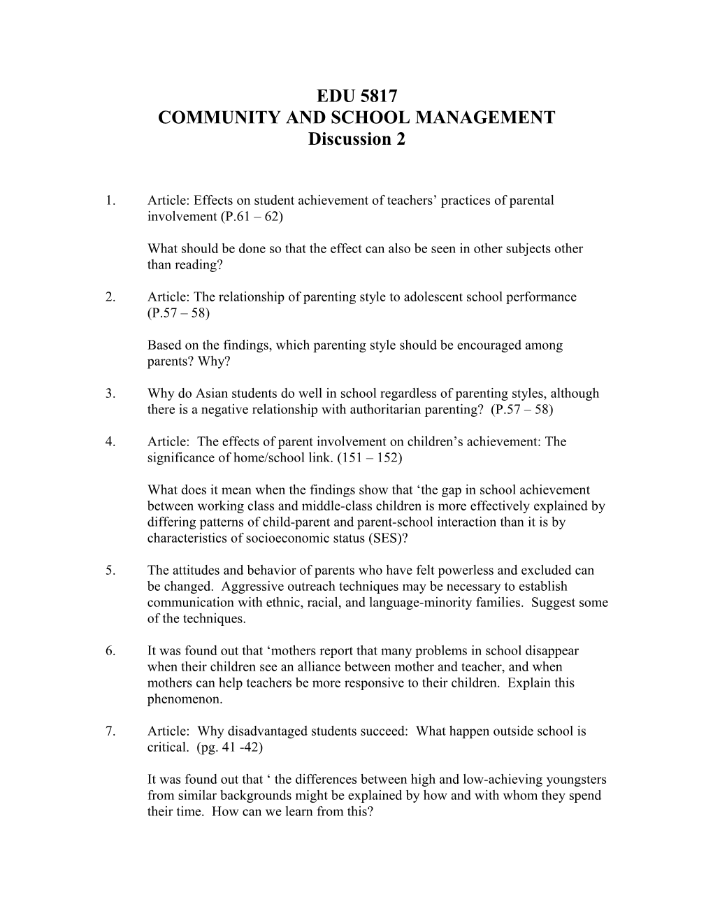 Community and School Management