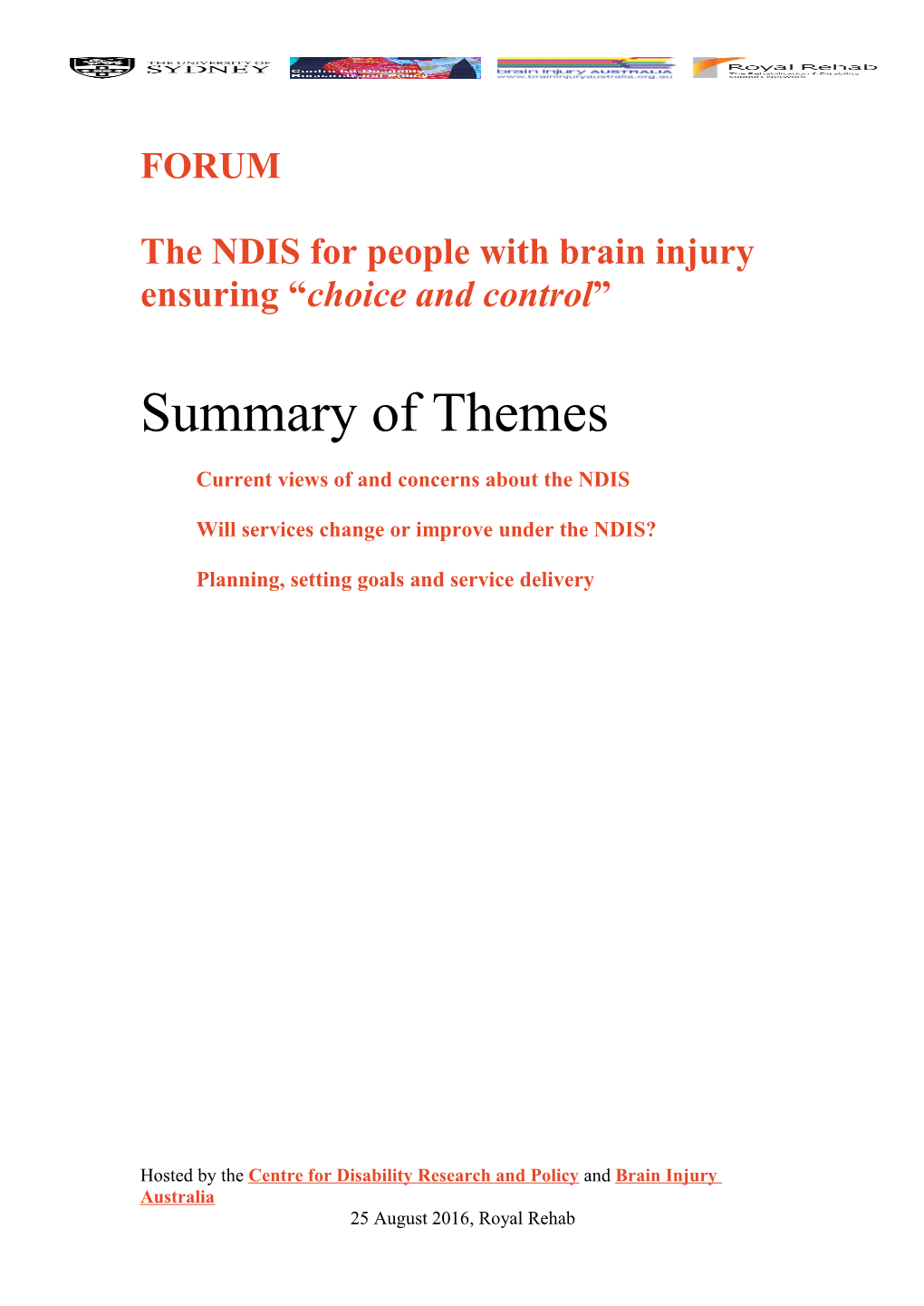The NDIS for People with Brain Injury Ensuring Choice and Control