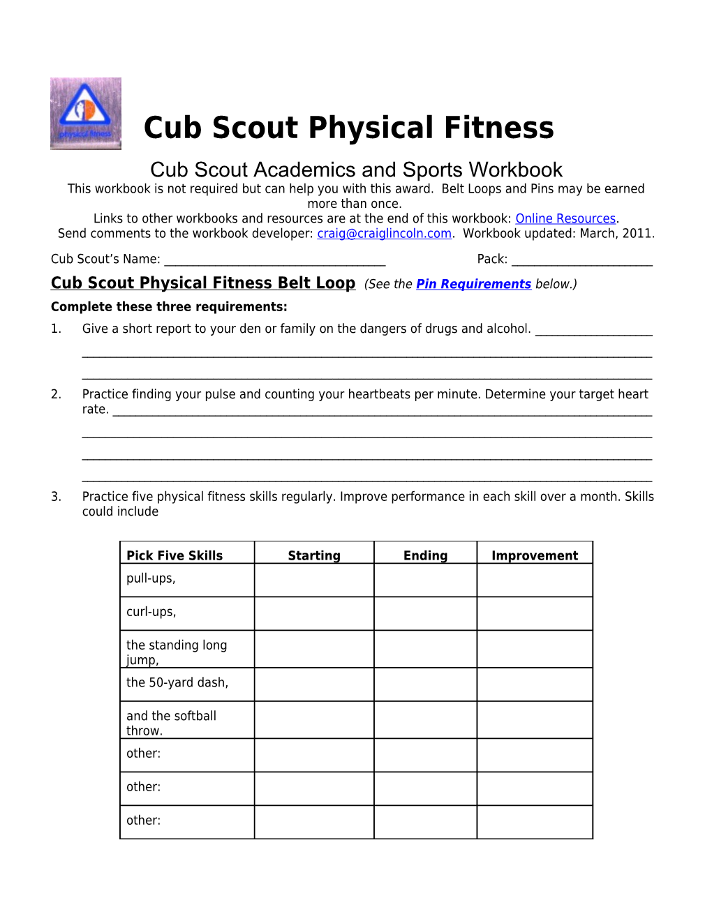 Cub Scout Physical Fitness