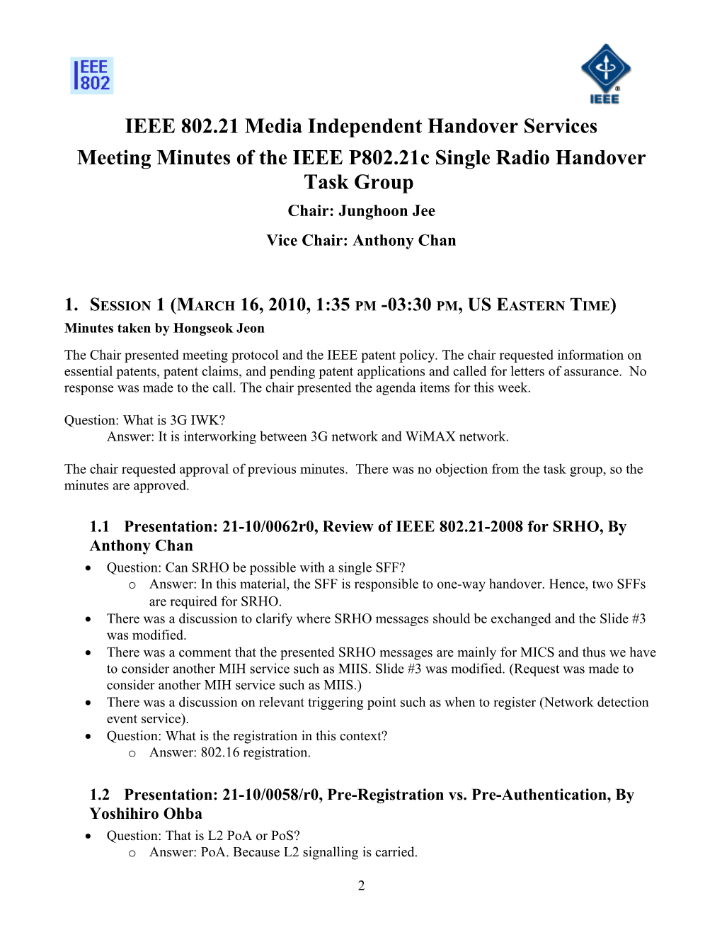 IEEE 802.21 Media Independent Handover Services