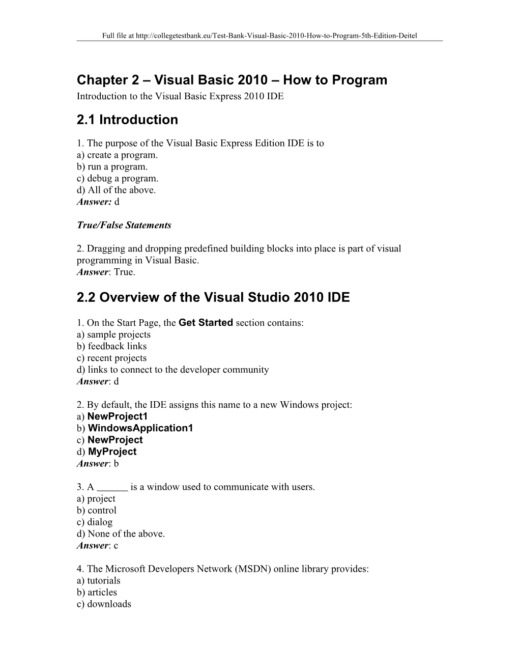 Chapter 2 Visual Basic 2010 How to Program