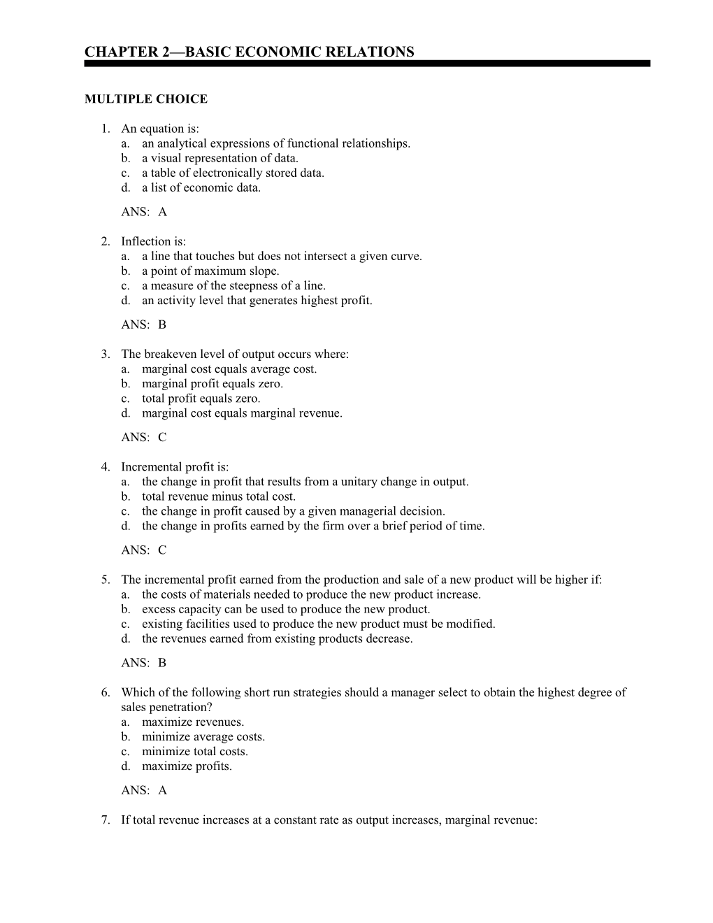 Chapter 2 Basic Economic Relations