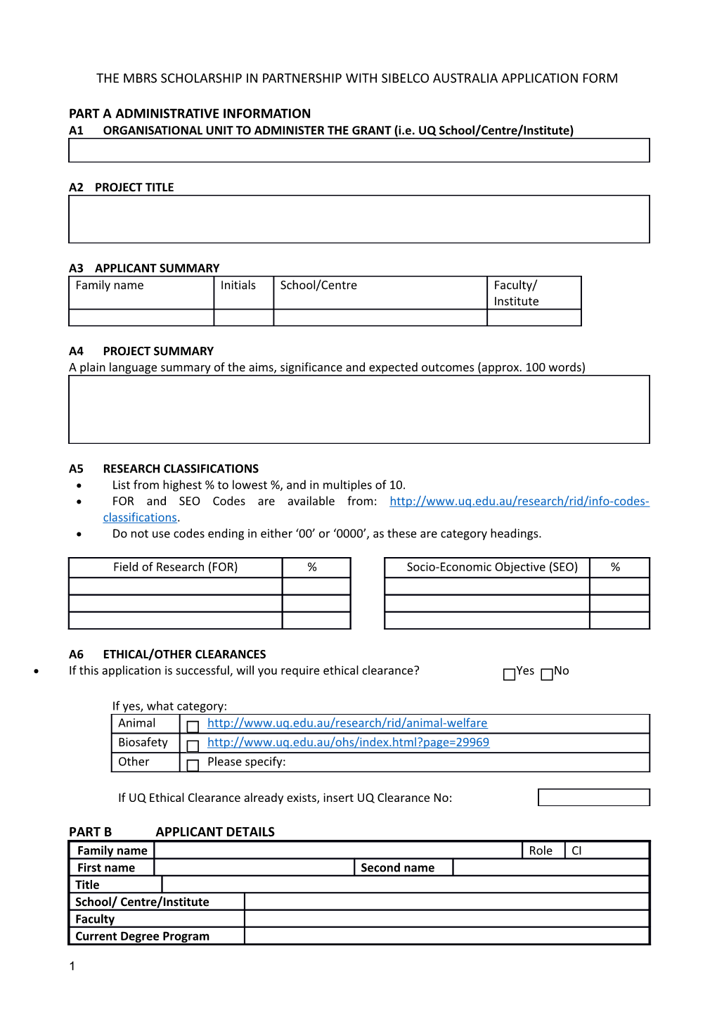 The Mbrs Scholarshipin Partnershipwith Sibelco Australia Application Form