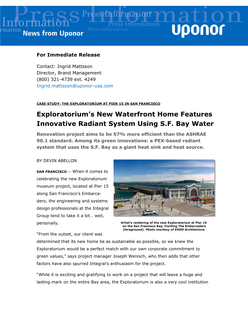 Uponor Case Study: the Exploratorum at Pier 15 (San Francisco)