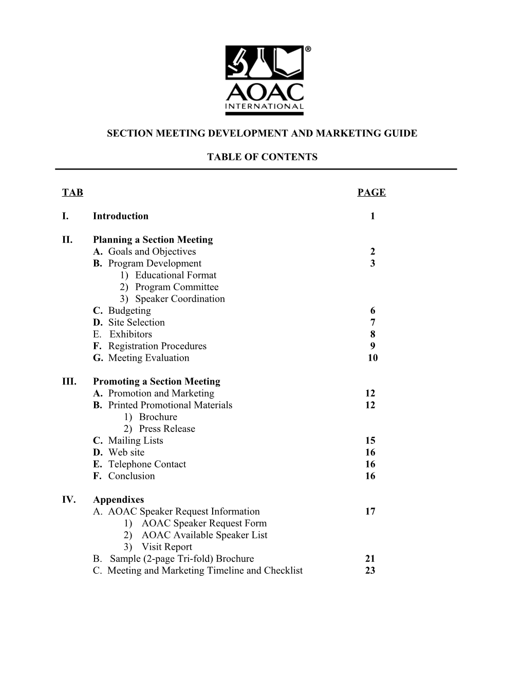 Aoac International Section Operations Guidelines