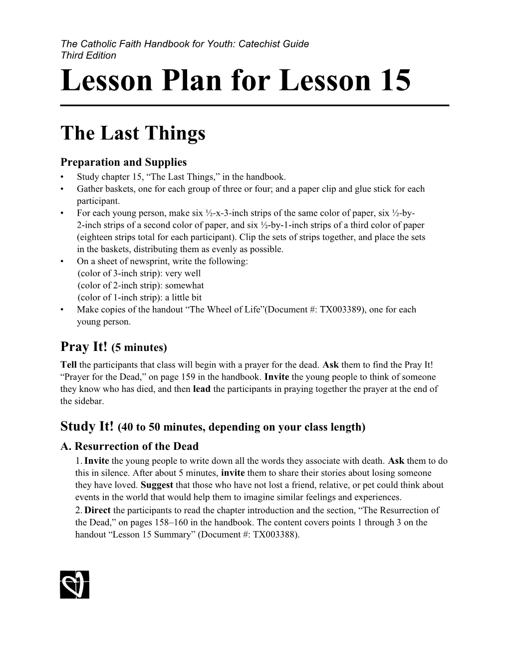 Lesson Plan for Lesson 15