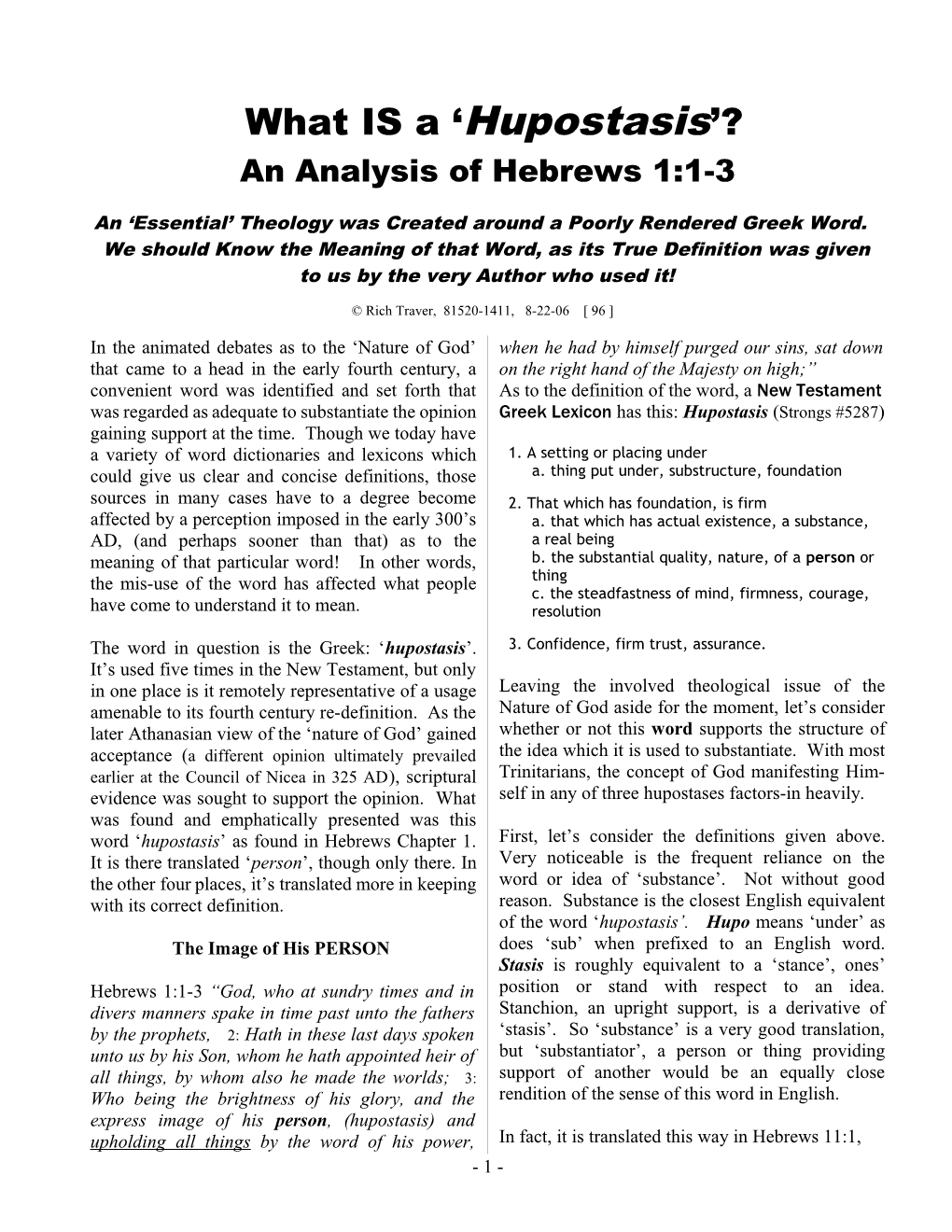 An Analysis of Hebrews 1:1-3