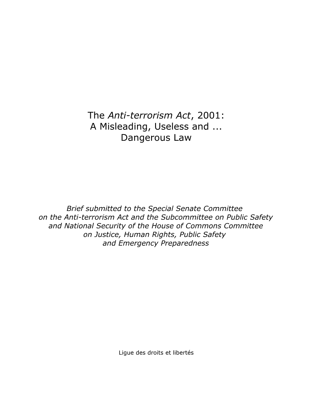 The Anti-Terrorism Act, 2001