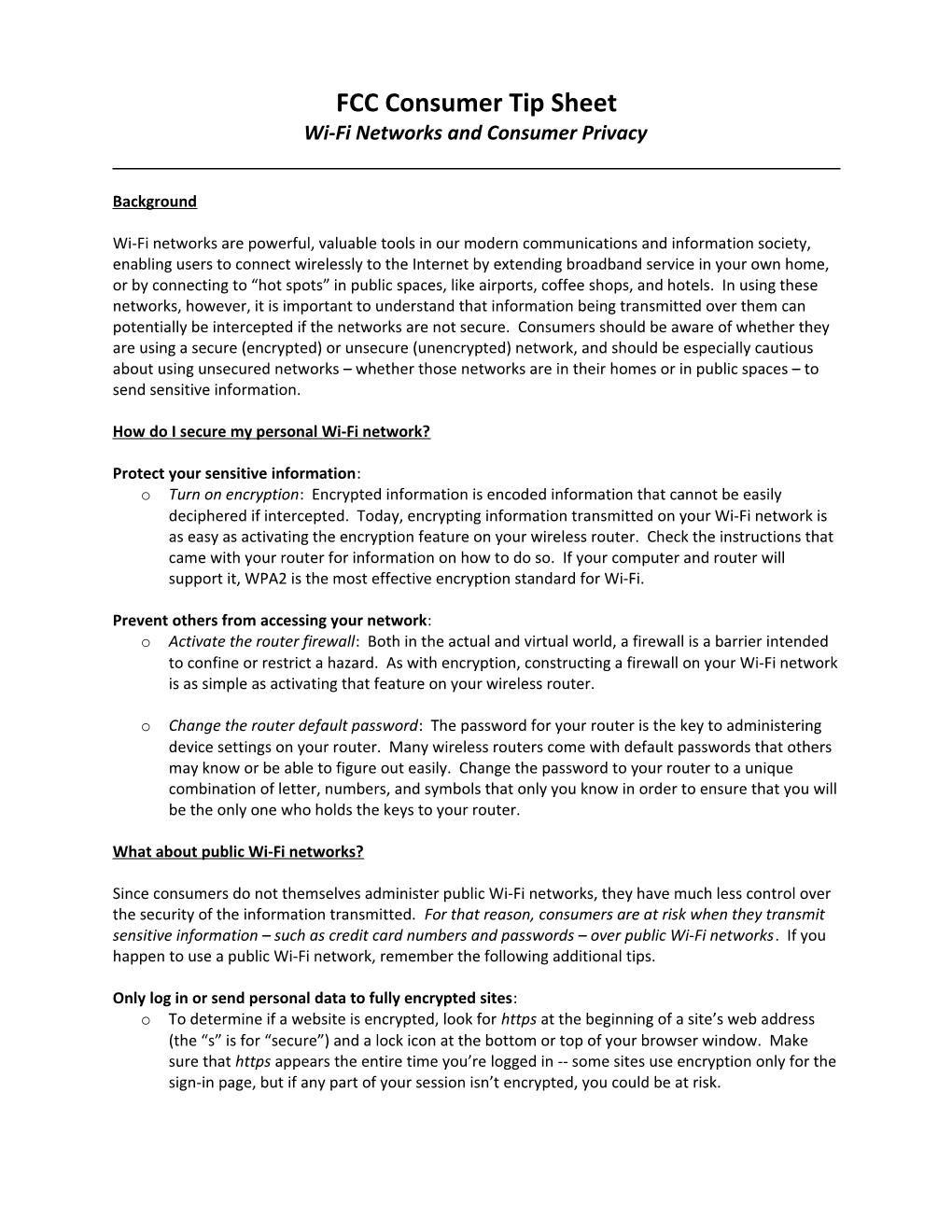 FCC Consumer Tip Sheet