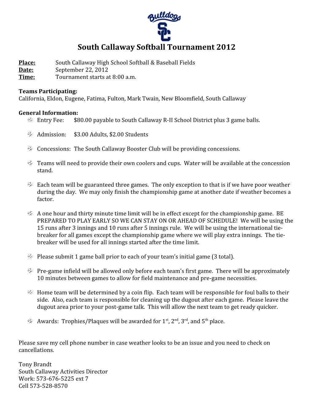 South Callaway Softball Tournament 2012