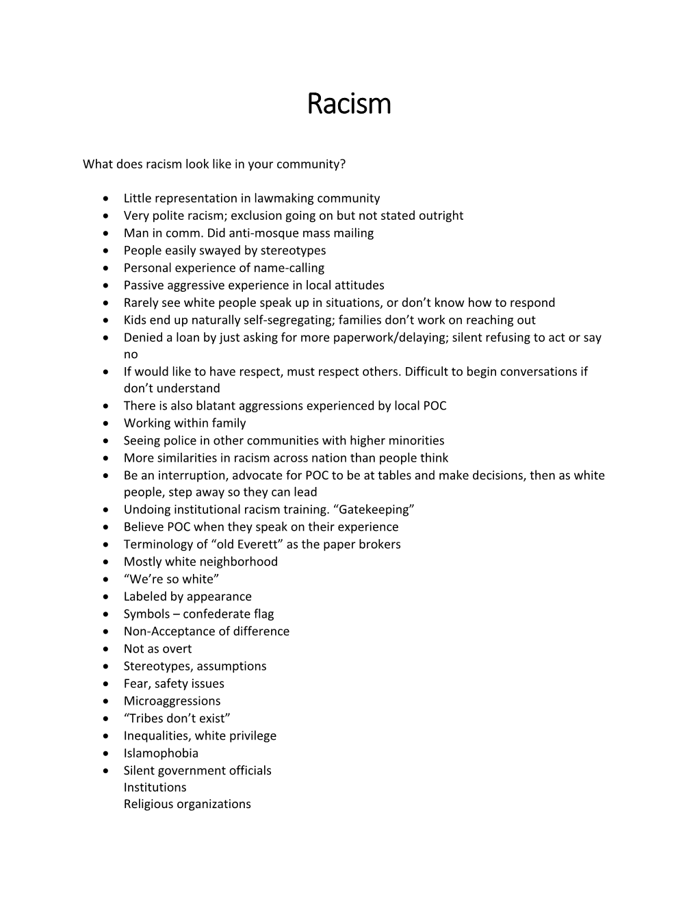 What Does Racism Look Like in Your Community?