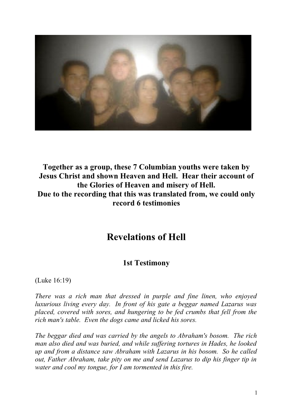 Together As a Group, These 7 Columbian Youths Were Taken by Jesus Christ and Shown Heaven