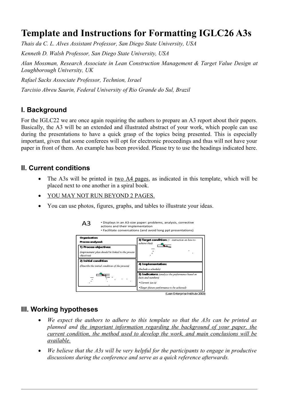 Template and Instructions for Formatting IGLC26 A3s