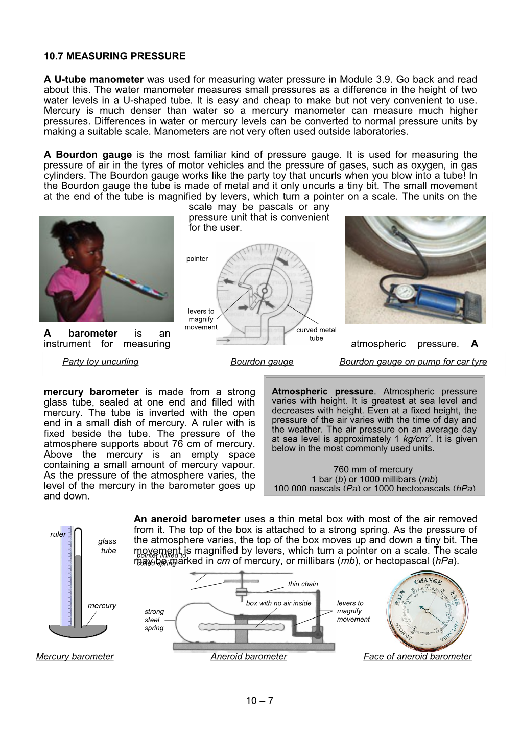 10.7 Measuring Pressure