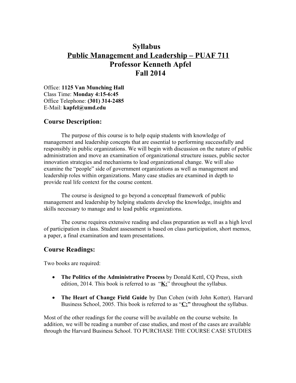 Public Management and Leadership PUAF711