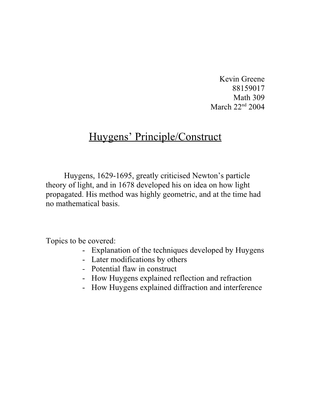 Huygens Principle/Construct