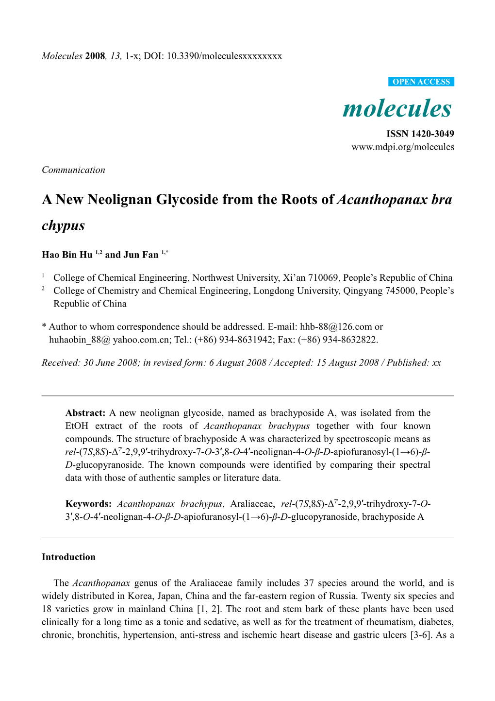 Two New Neolignan Glycosides from Pteris Multifida Poir