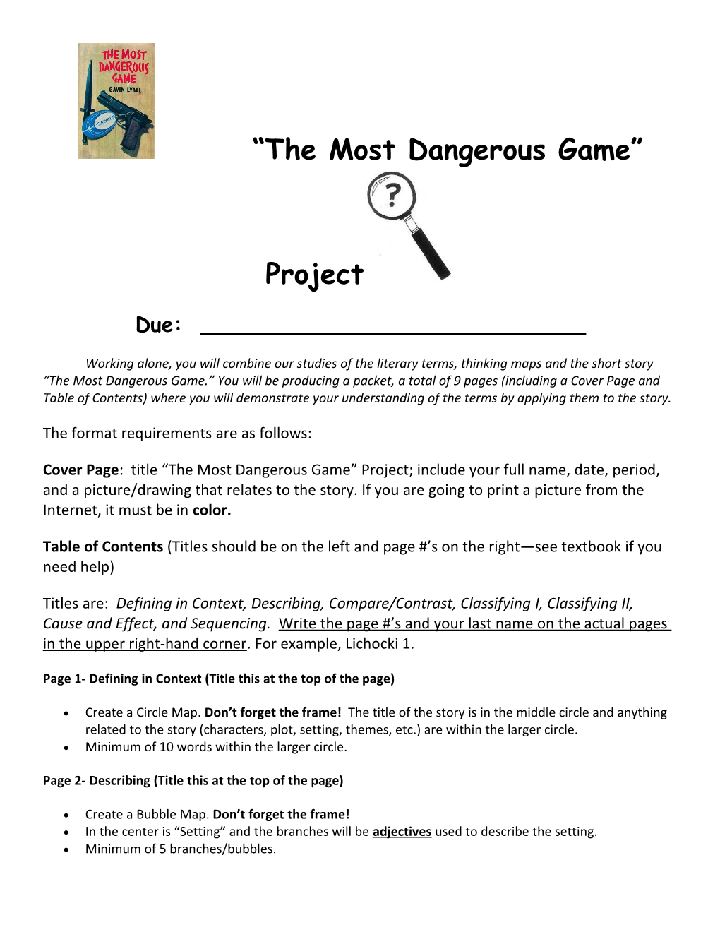 The Most Dangerous Game Project